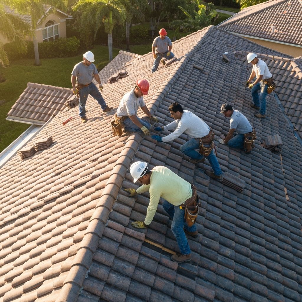 Sun Roofing Repair team working on a residential roof